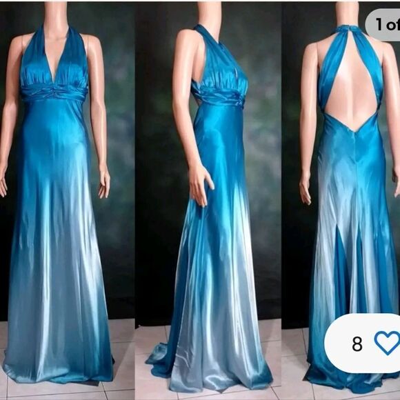 Y2K Cache Backless Maxi Dress in Ombre Blue - Picture 16 of 16